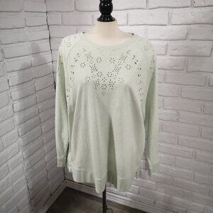 Natural Reflections Ladies Size 1X Mint Green Terry Lined Eyelet Sweat Shirt